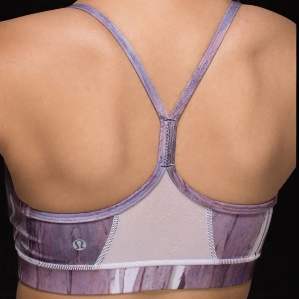 Lululemon Flow Y Bra IV in Mini Hazy Horizon Storm Mauve Bark Berry Sz 4